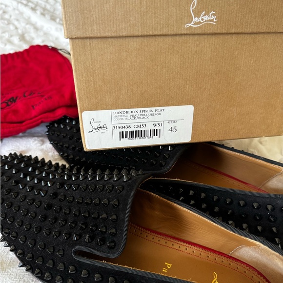 Christian Louboutin Black Dandelion Spike Loafers s45 - Picture 4 of 6